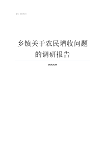 乡镇关于农民增收问题的调研报告乡镇存在的问题