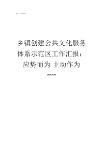 乡镇创建公共文化服务体系示范区工作汇报应势而为nbsp主动作为乡镇公共文化服务中心