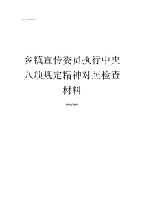 乡镇宣传委员执行中央八项规定精神对照检查材料乡镇宣传委员职责