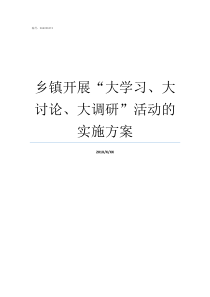 乡镇开展大学习大讨论大调研活动的实施方案