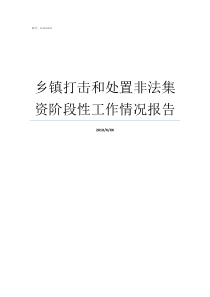 乡镇打击和处置非法集资阶段性工作情况报告物体打击处置措施