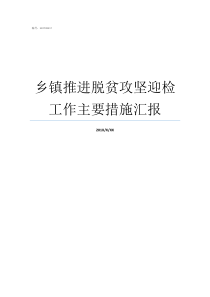 乡镇推进脱贫攻坚迎检工作主要措施汇报脱贫攻坚迎检方案