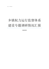 乡镇权力运行监督体系建设专题调研情况汇报我国的权力监督体系是怎样的