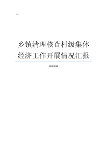 乡镇清理核查村级集体经济工作开展情况汇报乡镇集体企业归哪里管