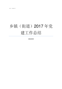 乡镇街道2017年党建工作总结