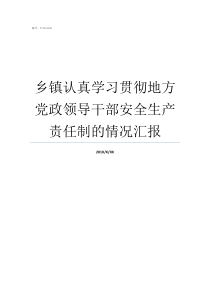 乡镇认真学习贯彻地方党政领导干部安全生产责任制的情况汇报