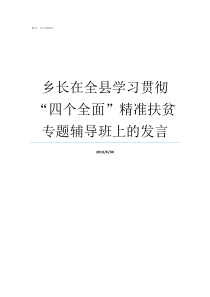 乡长在全县学习贯彻四个全面精准扶贫专题辅导班上的发言