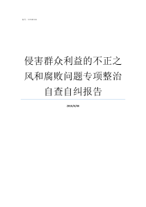 侵害群众利益的不正之风和腐败问题专项整治自查自纠报告