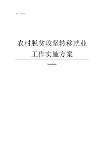 农村脱贫攻坚转移就业工作实施方案