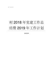 村2018年党建工作总结暨2019年工作计划