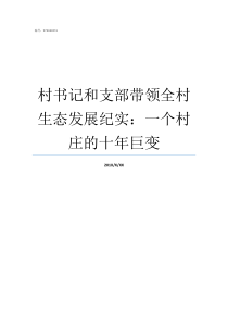 村书记和支部带领全村生态发展纪实一个村庄的十年巨变村党组织书记和村支部书记