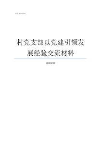 村党支部以党建引领发展经验交流材料党建引领党总支党支部相继成立