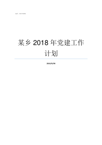 某乡2018年党建工作计划2018年党建工作总结