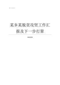 某乡某脱贫攻坚工作汇报及下一步打算脱贫攻坚与乡