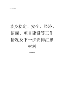 某乡稳定安全经济招商项目建设等工作情况及下一步安排汇报材料经济六个稳定是什么