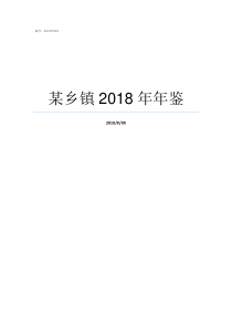 某乡镇2018年年鉴2018年统计年鉴