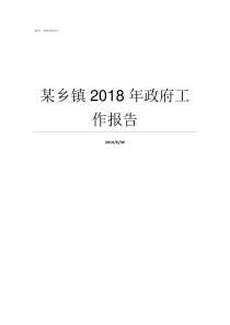 某乡镇2018年政府工作报告