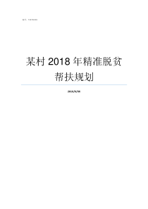 某村2018年精准脱贫帮扶规划