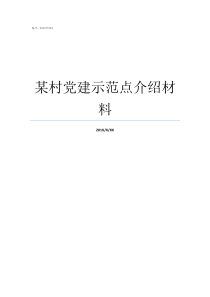 某村党建示范点介绍材料