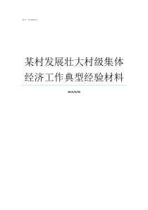 某村发展壮大村级集体经济工作典型经验材料发展壮大村级集体经济36招