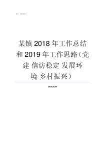 某镇2018年工作总结和2019年工作思路党建nbsp信访稳定nbsp发展环境nbsp乡村振兴201