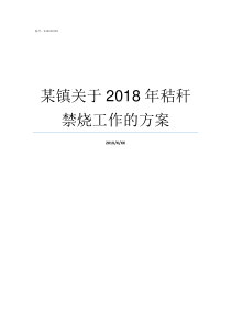 某镇关于2018年秸秆禁烧工作的方案2019年全国重点镇