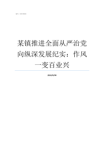 某镇推进全面从严治党向纵深发展纪实作风一变百业兴落实全面从严治党