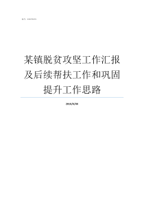 某镇脱贫攻坚工作汇报及后续帮扶工作和巩固提升工作思路脱贫工作汇报