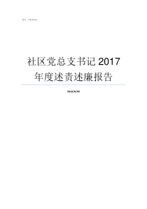 社区党总支书记2017年度述责述廉报告