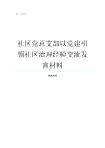 社区党总支部以党建引领社区治理经验交流发言材料支部党建工作