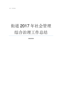 街道2017年社会管理综合治理工作总结