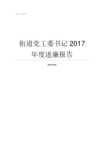 街道党工委书记2017年度述廉报告街道工委书记和党工委书记