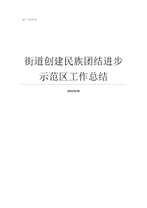 街道创建民族团结进步示范区工作总结民族团结进步创建情况