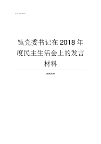 镇党委书记在2018年度民主生活会上的发言材料