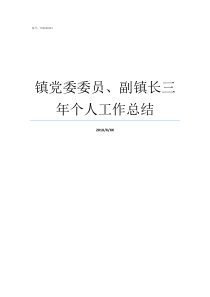 镇党委委员副镇长三年个人工作总结