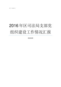 2016年区司法局支部党组织建设工作情况汇报