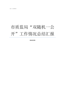 市质监局双随机一公开工作情况总结汇报市质监局计量所怎么样