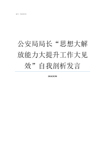 公安局局长思想大解放能力大提升工作大见效自我剖析发言右玉县公安局局长解