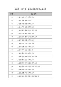 上海市-2008年第一批拟认定高新技术企业名单