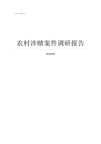 农村涉赌案件调研报告扫黑除恶涉赌案件