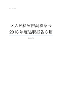 区人民检察院副检察长2018年度述职报告3篇检察院副检察长