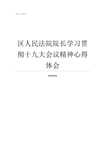 区人民法院院长学习贯彻十九大会议精神心得体会