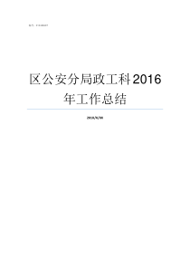 区公安分局政工科2016年工作总结