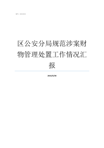 区公安分局规范涉案财物管理处置工作情况汇报区公安分局