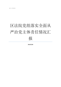 区法院党组落实全面从严治党主体责任情况汇报最高人民法院党组调整