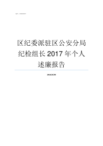 区纪委派驻区公安分局纪检组长2017年个人述廉报告区一级纪检监察派驻机构改革