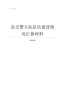 县交警大队队伍建设情况汇报材料县直单位干部队伍建设调研提纲