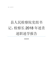 县人民检察院党组书记检察长2018年述责述职述学报告