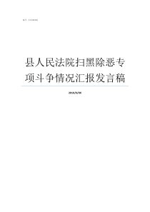 县人民法院扫黑除恶专项斗争情况汇报发言稿