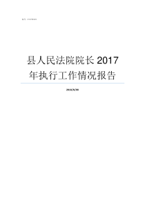 县人民法院院长2017年执行工作情况报告